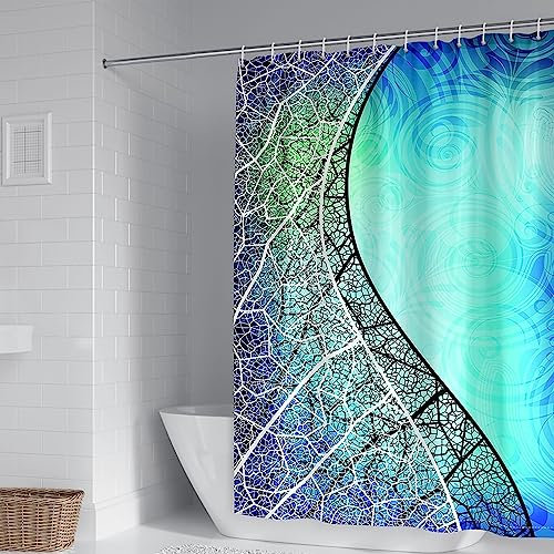 Duschrollo für Badewanne, Duschvorhang Extra Lang Blau Schwarz Weiß Polyester 3D Streifenmuster Badezimmer Duschvorhang 165X180cm