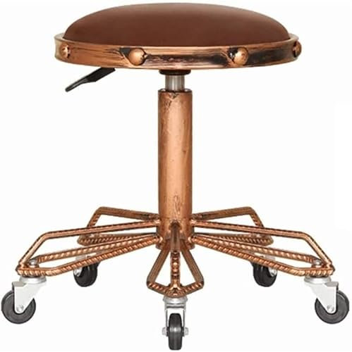SOVORM Rollhocker Hocker auf Rädern Stuhl Drehhocker höhenverstellbar Hochstuhl Hocker Retro-Persönlichkeit Barhocker Metallrahmen höhenverstellbar drehbar Beauty-Hocker 5 co (D 35 x 54 cm) The New