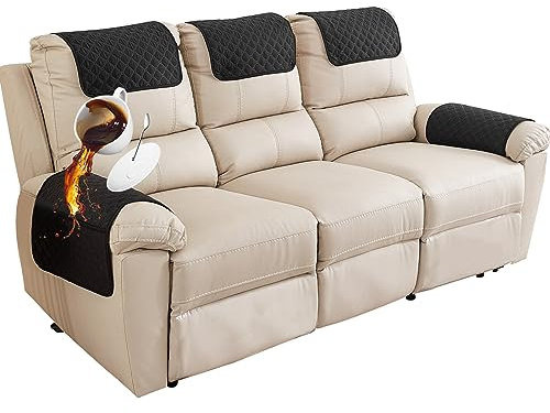 Armlehnenschoner, Armlehnenbezüge 1/2/3-er Set, Rutschfester Sofa Armlehne Kopfstützenbezug Für Sessel, Wasserdicht Armlehnenbezug, Sesselbezug Möbelschutz für Sofa, Stuhl (Schwarz,3-Sitzer (5 StüCk))