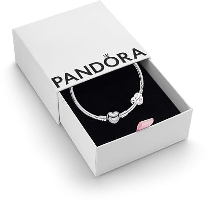 Pandora Granddaughter's Love Set - Women's Sterling Silver Granddaughter's Love Cubic Zirconia Bracelet Charm & Heart Clasp Snake Chain Bracelet - Jewellery Set With Gift Box, Size 20