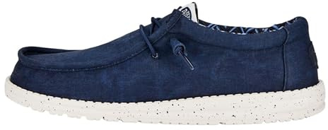 HEYDUDE Wally Canvas - Chaussures pour Hommes - Baskets avec Semelles Confortables - Style Mocassin, Navy, 43
