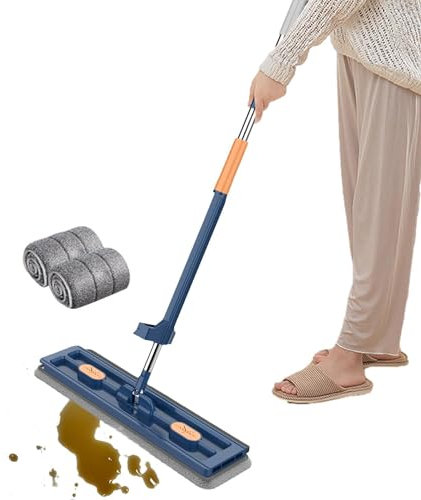Balai Nouveau Style, Balai Plat Lavage Sol avec 6 Tampons Microfibre Et Seau, Grande Serpillière Plate avec Tampons en Fibre Super Absorbants Et Utilisation Humide Et Sèche