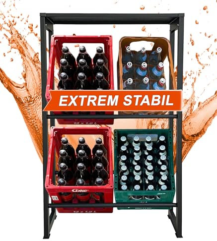 QUICK STAR Getränkekistenregal 71x30x129cm mit Ablage für 4 Kästen Getränkekistenhalter Standregal