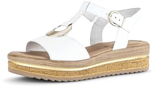 Gabor Damen Plateausandalen, Frauen Sandalen,Best Fitting,Sommerschuhe,Freizeitschuhe,offene Schuhe,Strandschuhe,Weiss (Gold),38.5 EU / 5.5 UK