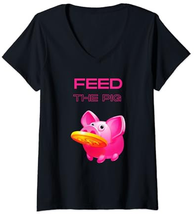 Dale de comer al cerdo una moneda de la alcancía. Camiseta Cuello V