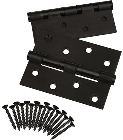 SOTECH 2 Stück Aufschraubband Edelstahl SS201 schwarz kugelgelagert | Türband Scharnier mit Edelstahlschrauben / Tragkraft 50 kg / Materialstärke 2,0 mm / 100 x 75 mm