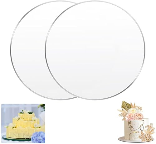 Kuchenscheibe aus Acryl, 2 Stück runde Kuchenteller, Kuchenplatten Ø 20 cm, 2 mm dicke Kuchenform mit Schutzfolie zum Servieren von Kuchen, Transport von Kuchen und Torten, transparent
