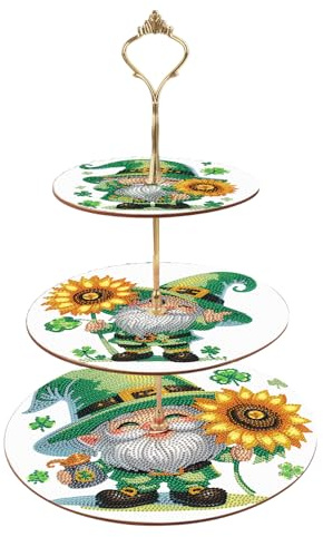 DCIDBEI Pittura a Diamante a 3 Livelli Alzata per Torta 25x32cm Dipingere con i Numeri Torre di Cupcakes Diamond Painting Cupcake Stand Vassoi per Biscotti Supporto per Torta per Conservare Gnomi