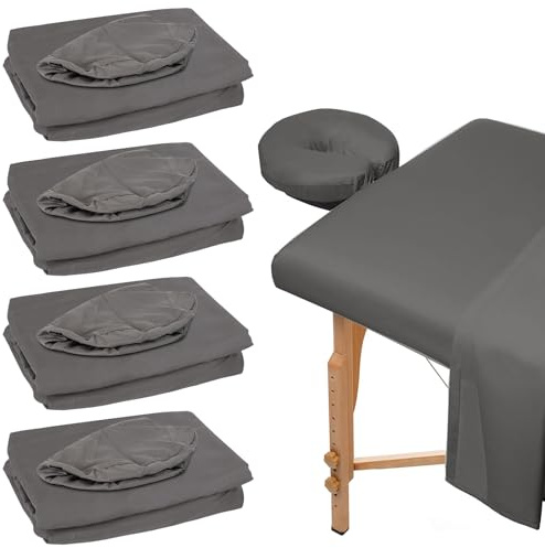 XQZMD Ensemble de draps 3 pièces en microfibre pour table de massage - Housse plate pour table de massage - Comprend des housses pour table de massage, drap-housse, housses de berceau faciales - Pour