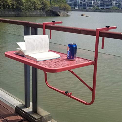 Generisch Klappbarer und Verstellbarer Balkon-Hängetisch. Balkongeländertisch passt als Esstisch an Terrassen- oder Deckgeländer (Farbe: Rosa, Größe: 60 x 40 cm)