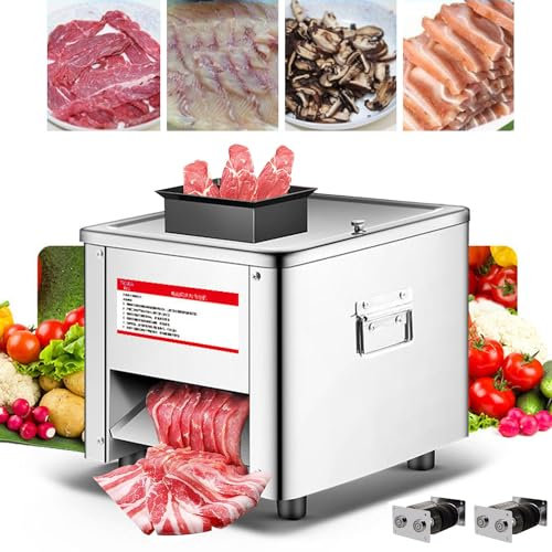 Affettatrice Elettrica da 850 W con Lama di Ricambio da 15 mm - Affettatrice Professionale Multifunzione in Acciaio Inossidabile, Tagliatrice di Verdure per Ristorante,2.5mm