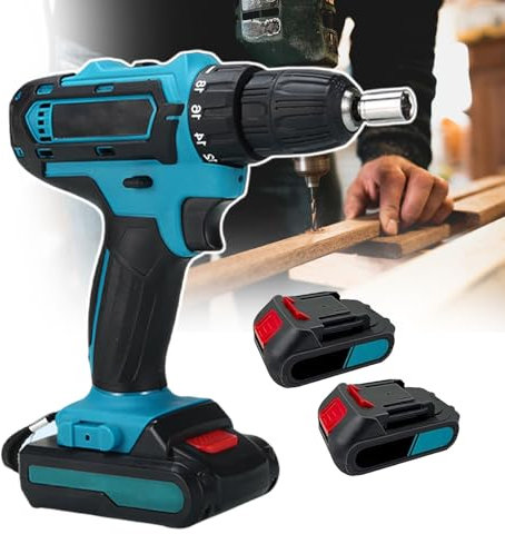 pealiritansemen Trapano Elettrico Ricaricabile, Kit di Utensili per Cacciavite Elettrico da 28 V, Utensile di Perforazione Elettrico, Adatto per Assi di Legno, Piastrelle, Cemento,2Batteries