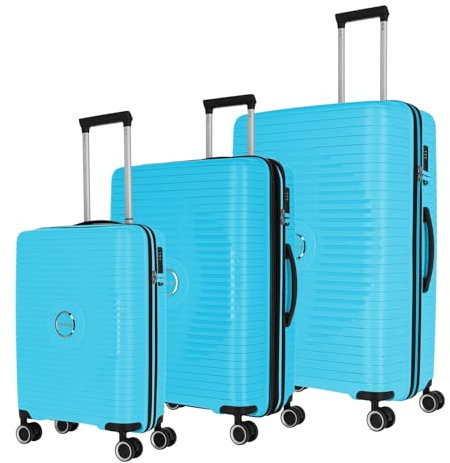 Travelite Hartschalen Kofferset 3teilig, 4 Rollen, ORBITA, Trolleys mit bruchsicherer Schale und praktischer Inneneinteilung, TSA Schloss, Koffer Größen L/M/S