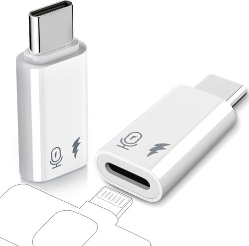 TiMOVO Adaptador de Micrófono USB C a Lightning, 2 Pack Lightning Hembra a USB-C Macho para Micrófono de Solapa, Tarjeta de Sonido y OTG para iPhone 16/15, iPad Pro/Air, No para Auriculares y Datos