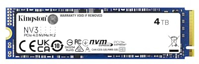 Kingston NV3 NVMe PCIe 4.0 Internal SSD 4TB M.2 2280-SNV3S/4000G