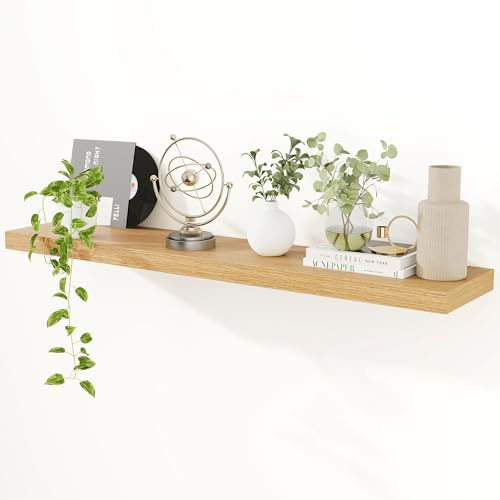 Feihorrm Schweberegale für die Wand, 120 cm Eiche, schwebende Regale, 23,5 cm tief, wandmontiert, schwebendes Regal, extra lange Aufbewahrung, Wandregal für Wohnzimmer, Badezimmer, Küche, Büro