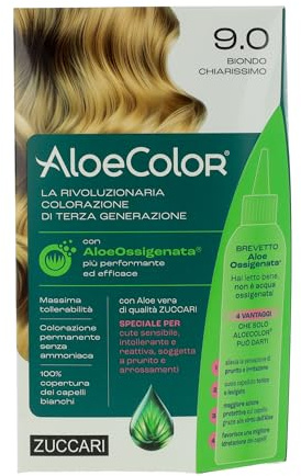 Zuccari AloeColor Haarfarbe der dritten Generation mit AloeOxigenat (9.0 Superhelles Blond, 1)