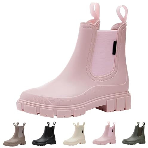 Yekdmxop Botas de lluvia para mujer, botines de goma impermeables, botines de lluvia a prueba de viento, botas de lluvia acolchadas, zapatos de agua de lluvia, botines de PVC para jardinería y pesca