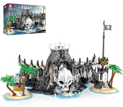 Reobrix Mittelalterliche Pirate Bay Bauspielzeug für Erwachsene, Mittelalterliche Burg modulare Gebäude 66012, Piraten Enthusiasten atemberaubende Anzeige Heimdekor Geschenke für 14+ (2650 Teile)