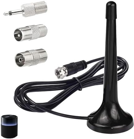 Antenna FM DAB Interna 75 Ohm con Base e Cavo Telescopico da 3 Metri, Antenna telescopica FM DAB per Stereo HiFi Ricevitori AV Amplificatori Audio Video, Accessori con Adattatori Inclusi