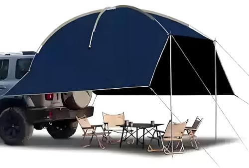 WPWSDWMX Toldo Coche, Carpa para Portón Trasero con Poste de Aleación de Aluminio y Tela Oxford, Resistente a los Rayos UV50+ para Vehículos, SUV(Blue)