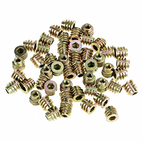 Haosie Gewindeeinsätze für Holz, 50 Stück, M4 x 8 mm, Sechskantmuttern, Kopf, Zinklegierung, Innensechskantschrauben für Möbel