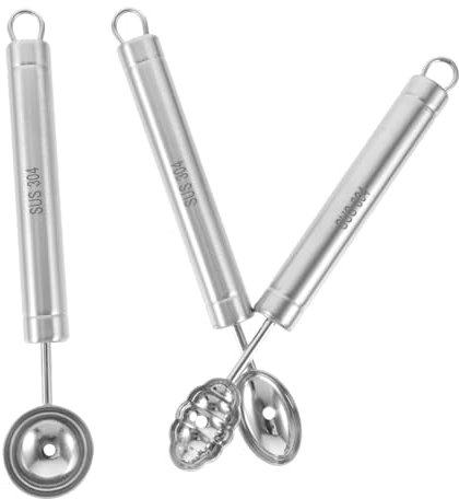 Alipis Cuillères à Melon en Acier Inoxydable 304 Lot de 3 Ustensile Cuisine Réutilisable pour Glace Fruits Desserts Ergonomique et Facile à Nettoyer