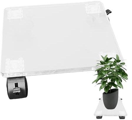 Stand per rotolamento | Pallet per fioriera con ruote quadrate in acrilico trasparente | Memateur per vaso da giardino, motore di supporto, piattino per uso esterno AI
