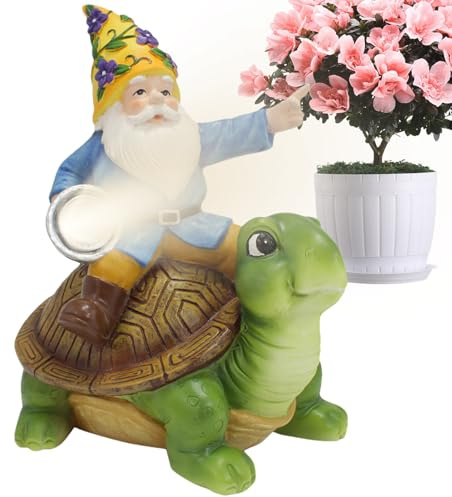 Genérico Tortuga Solar para Jardín,Figura de Tortuga con Luz Solar y Duende Jardinería - Decoración Impermeable para Jardín, Figura de Tortuga para Balcón y Patio