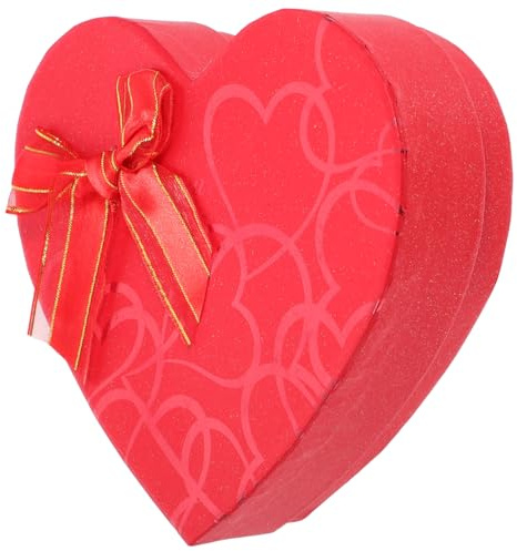 Ciieeo Herzförmige mit Fächern Rote Verpackung für Valentinstag Hochzeiten und Romantische Anlässe für Pralinen und Süßigkeiten