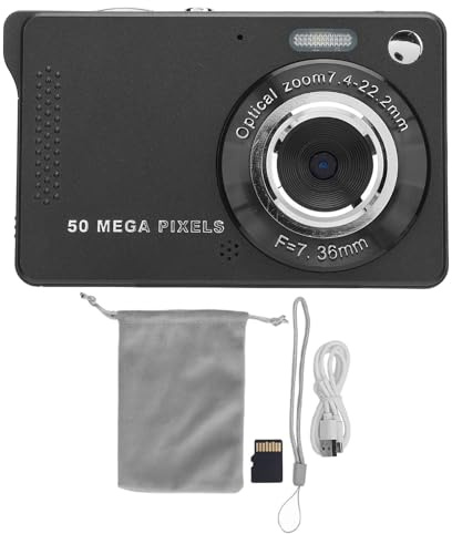 Cámara digital 2.8 pulgadas IPS color pantalla 1080p 50mp 16x zoom luz de llenado integrada en micrófono recargable 800 mAh cámara portátil para viajes (64 GB)