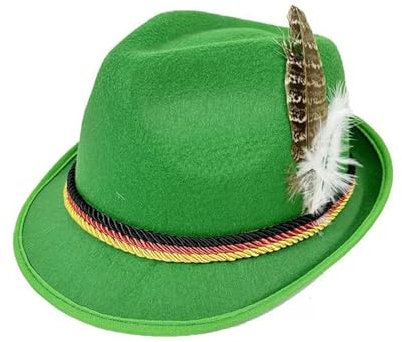 Generisch ​​Schweizer Alpenhut Set - 2er Set Filzhüte mit Feder, Retro Bauernhut schwarz/grün für Oktoberfest, Halloween, Cosplay & Kostüm (GN2, One Size)