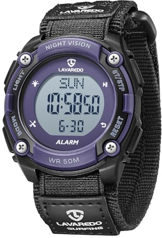 Timever Montre Homme Digitale Sport avec Bracelet en Nylon à Scratch, Alarme, Chronomètre, Date, Éclairage, Étanche 3 ATM