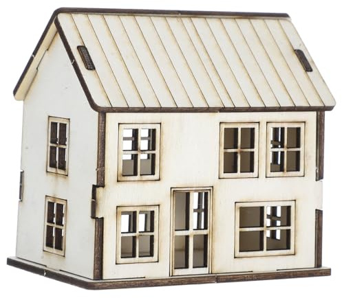Vaguelly Casa in Miniatura Fai da Te in Legno senza Montaggio, Decorazione Rustica per Villaggio di Natale e Casa delle Bambole, Accessorio Artigianale per Interni, per Modellismo