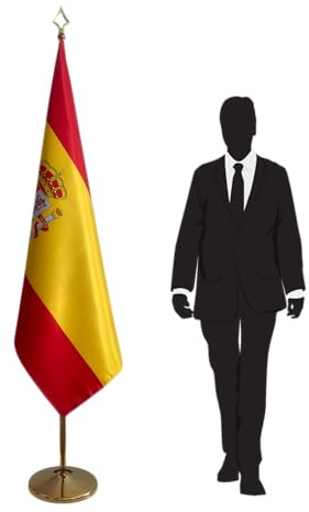 Bandiera Spagna con base e palo – bandiera ufficiale per usi diplomatici, protocolari e istituzionali in ambasciate, consolati, università, scuole e comunità. Codice CN7-ES-L