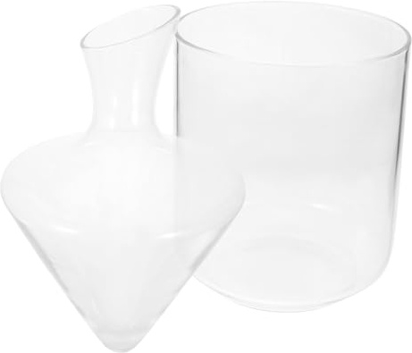 UTHCLO 1pezzi Decanter Vino Rosso Classico Con Contenitore Trasparente in Vetro e Secchiello Ghiaccio Design Raffinato Per Degustazione Aroma Intensificato e Uso Quotidiano