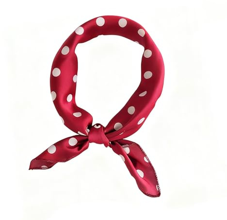 Vintage Red Polka Dot Neck Scarf, Square Hair Scarf Bandana for Women