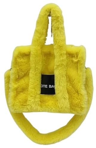 FREOJGU Plyschväska för kvinnor, fuzzy rosa fuskpäls vinterhandväska, fluffig fluffig fyrkantig crossbody-väska, elegant tote för, Gult, Taille unique