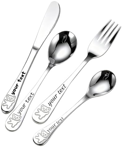 Cucharas De Mesa PersonalizadasAcero InoxidableJuego de cubiertos de 4 piezas de acero inoxidable (cuchillo, tenedor, cuchara), apto para lavavajillas y fácil de limpiar (pulido espejo).