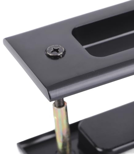 Zerodis Serratura per Porta Scorrevole in Lega di Zinco, Raccordi Hardware per Porta Dell'Armadio del Balcone del Bagno Durevole con Cilindro della (Serratura per scorrevole classica nera)