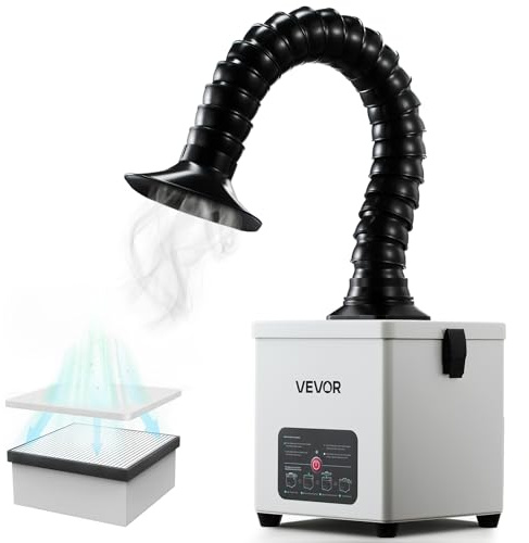 VEVOR Extractor de Humos de Soldadura 43 W, Sistema de Filtración de 3 Etapas, Flujo de Aire de 180 m³/h, Absorbedor de Humos de Soldadura con Motor sin Escobillas, Manguera Flexible de 360°