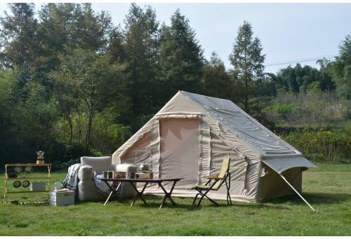 Familienzelt aufblasbar für 4-6 Personen, wasserdichtes Campingzelt mit Ofenloch, Luftzelt für 4 Jahreszeiten, schnell aufgebaut, großes Zelt 300x210x200 cm