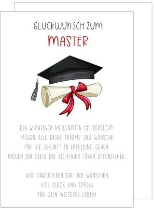 Edition Seidel Premium Glückwunschkarte zum Master mit Umschlag. Karte Grußkarte Spruch Sprüche Master Studium Prüfung Universität Erfolg Studierende Abschluss Feier Mann Frau (PR161 SW026)
