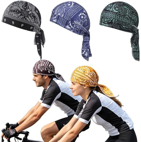 3 Pack Paisley Cooling Headscarf For Men Women Quick Dry Cycling Caps Motorcycle Head Wrap & Helmet Liner Sweat Wicking Pirate Bandana For Running Outdoor Sports Cooling Elastic Fit Bandana