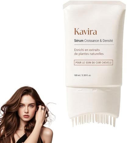 Sérum Capillaire Kavira, Kavira Cheveux Sérum Croissance & Densite - 100ml | Pour Le Soin Du Cuir Chevelu, Extraitsde Plantes Naturelles, Avec Brosse Applicatrice IntéGréE, Volume Et Densité