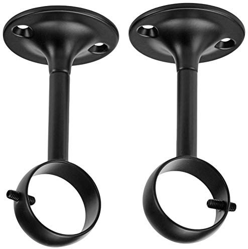 Amazon Basics Metal Curtain Pole Ceiling Brackets for up to 25 mm Curtain Rod, Set of 2, Black