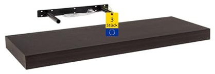 Velano Wandregal - Bücherregal - Schweberegal 3er-Set 59.5x23.5 Wenge | Regal Wand - Regalbrett - Küchenregal - Bücherregal Kinder - Deko Wohnzimmer - GewürzregalHolz - Wanddeko Regale Boho Deko