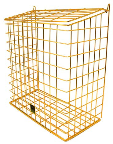 DWD Large Letter Box Door Cage Guard with Hinged Flip-Up Lid for Post Protection from Pets, Suitable for Wood, PVC Doors, Brass Finish, 35 x 40 x 17 cm