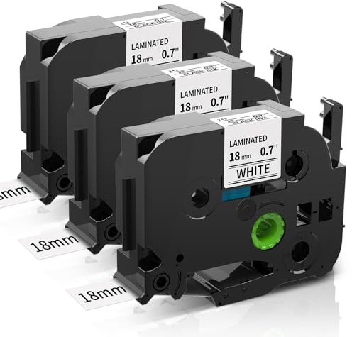 COLORWING Ersatz für Brother P-touch 18mm Bänder TZe-241 D400 Schriftband | TZ Tape TZe241 Weiß für Brother PT-D400 D410 D450 1830 2430 Beschriftungsgerät, TZe 18mm Schwarz auf Weiß 0.7 White Tape