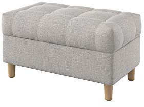 Furninero - Raffinierte gepolsterter Sitzbank Sitzhocker Sitzruhe Betthocker Ottomane, mit Stauraum, Gerundete Beine, 80 cm breit, Naturel Beige Stoff (Licht zu reinigende), Beige